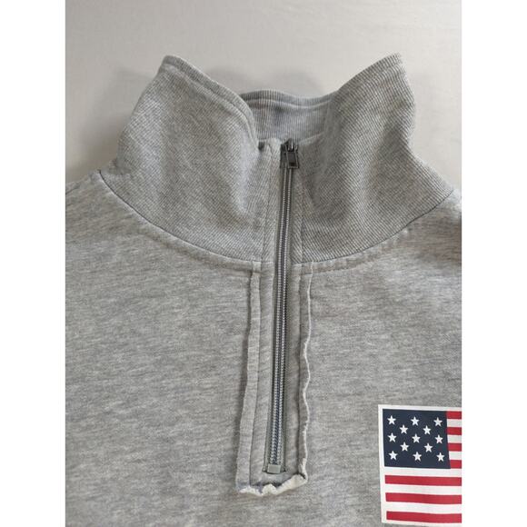 Team USA Olympics Gray Quarter Zip Sweatshirt Medium Embroidered Flag 24 - Picture 8 of 13